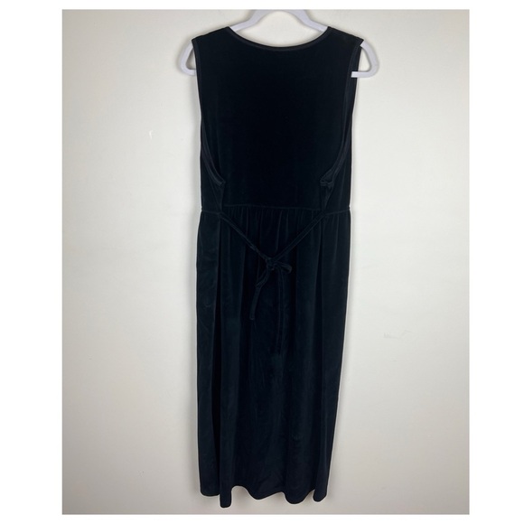 Erika Studio | Vintage 80s 90s Velvet Christmas Embroidered Black Dress | L/XL - Picture 4 of 7